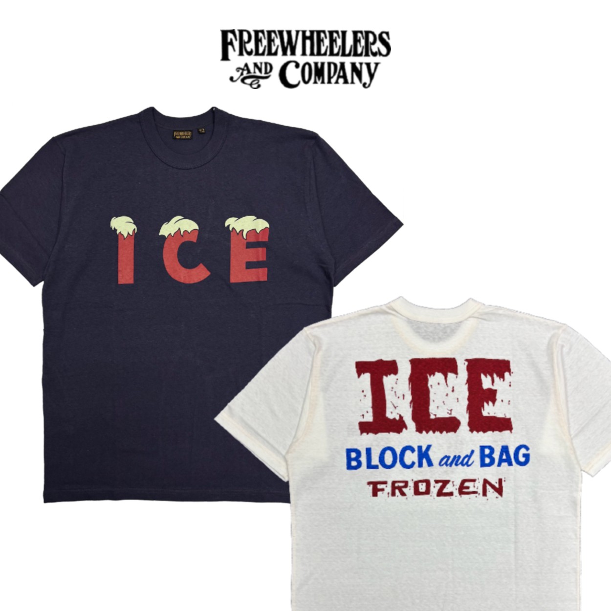 FREEWHEELERS / フリーホイーラーズ / "ICE" 2colors / FREEWHEELERSレーベル / Tシャツ ライトウェイト ラバープリント 染み込みプリント