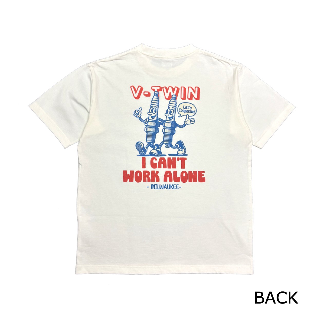 "V-TWIN" SHORT SLEEVE T-SHIRT / NATURAL / MONKEY WRENCH WEAR WORKS/ スペシャルヘビーウェイト 8.1oz / 染み込みプリント / 半袖Tシャツ / USコットン