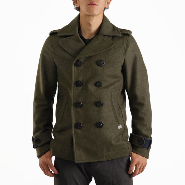 送料無料 【DIESEL ディーゼル】 ウール ピーコート ≪W-CHAMP：ダークオリーブ≫ FELT WOOL JACKET Pコート (メンズ）