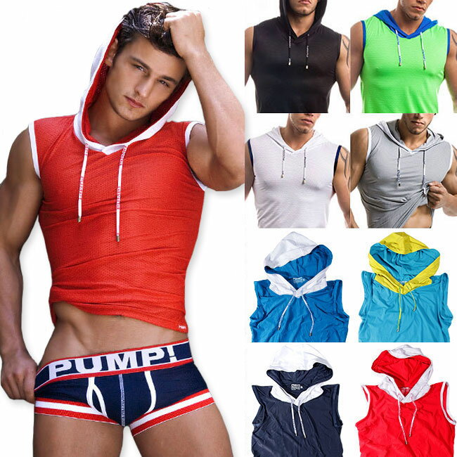 PUMP パンプ スリーブレス パーカー タンクトップ BEACH HOOD TANK トレーニングウェア トップス PUMP! Underwear メンズ 男性 スポーツウェア フィットネス 筋トレ