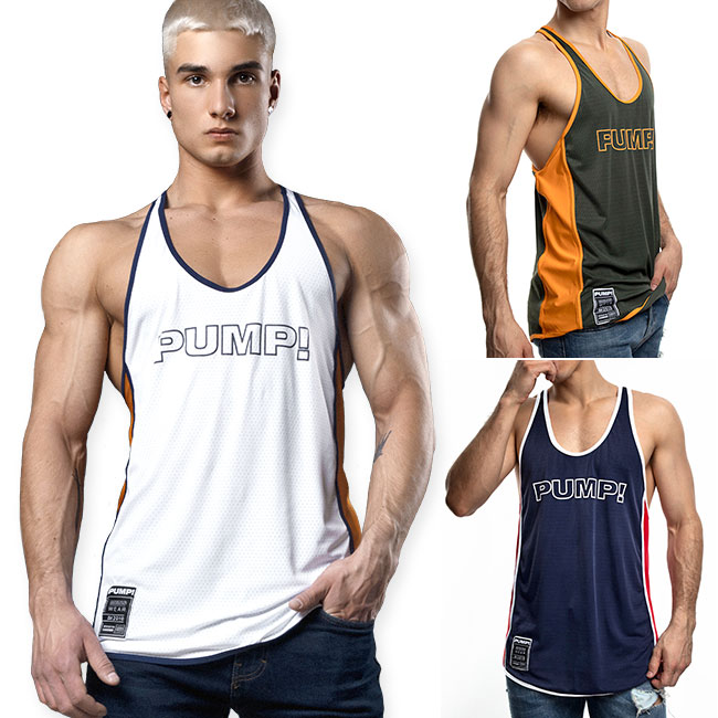 PUMP パンプ タンクトップ DEEP TANK TOP メッシュタンク トレーニングウェア トップス PUMP! Underwear メンズ 男性 スポーツウェア フィットネス 筋トレ