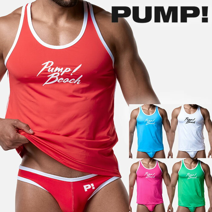樂天商城 - タンクトップ メンズ PUMP UNDERWEAR BEACH TANK TOP ビーチタンク トレーニングウェア ジムウェア トップス パンプ ストレッチ スポーツ 吸汗速乾 メンズ パンツ 下着 メンズ下着 男性下着 アンダーウェア ブランド セクシー おしゃれ かっこいい プレゼント ギフト