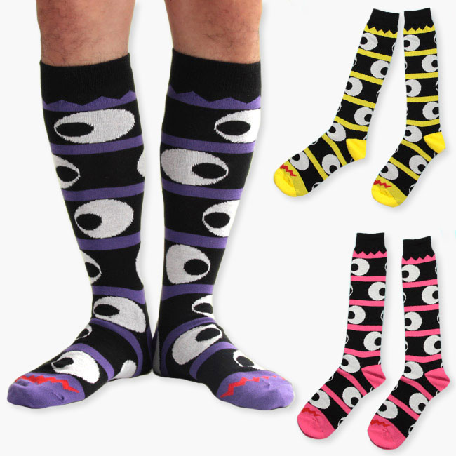 SOCK HOLIC ソックホリック LONG SOCKS インベーダー ハイソックス 靴下 レディース メンズ 男女兼用 女性用 男性用 ユニセックス 大きいサイズ 小さいサイズ 目玉