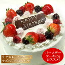 リースのような生デコレーション ラズベリー味のバラ 6号 (19cm) (*冷凍ケーキ ホールケーキ:約6〜8名分) 生デコレーションケーキ バースデー ケーキ...