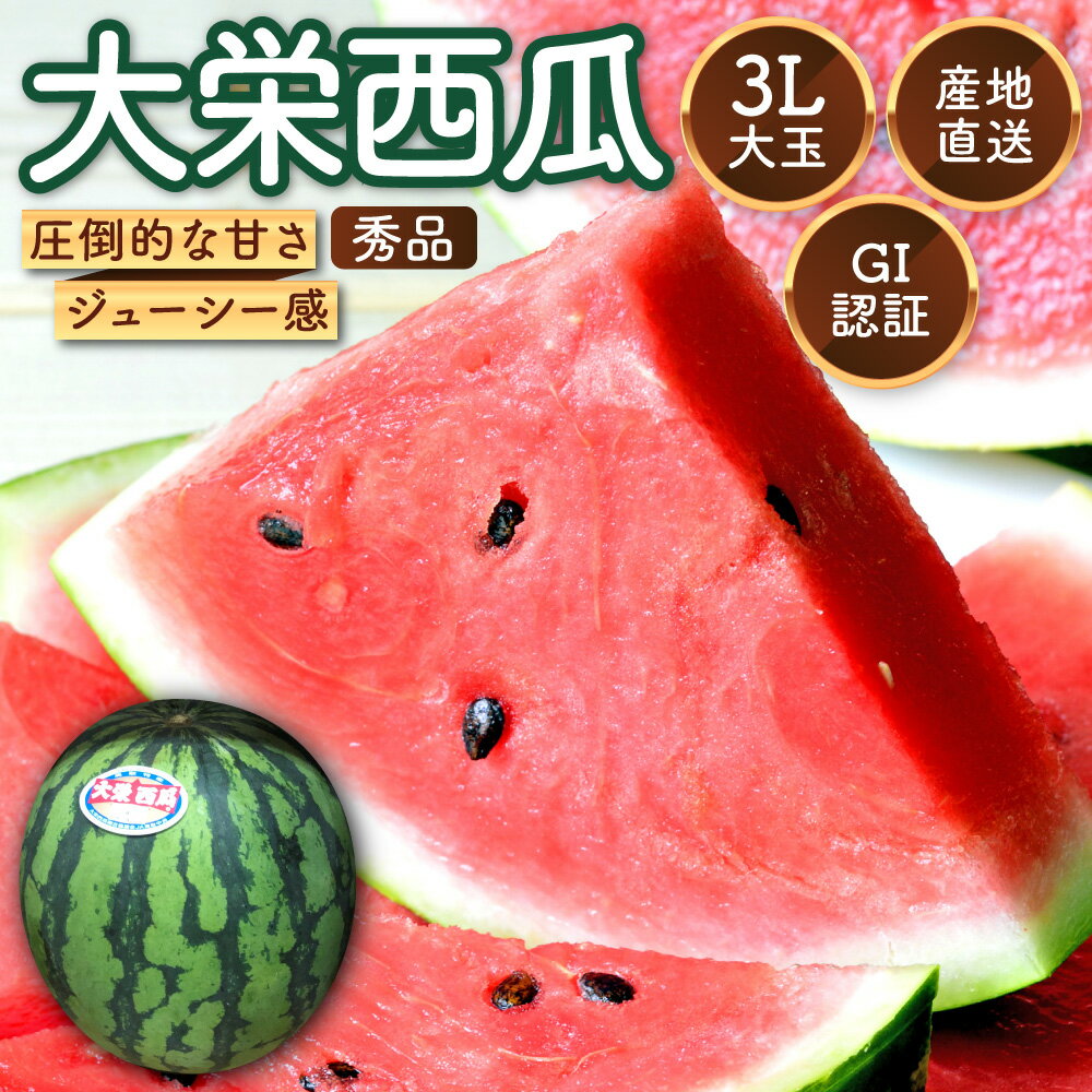 大栄スイカ 秀 スイカ 大玉 すいか 大栄西瓜 秀品 [ 3L ] 1玉 (8kg以上)　送料無料...