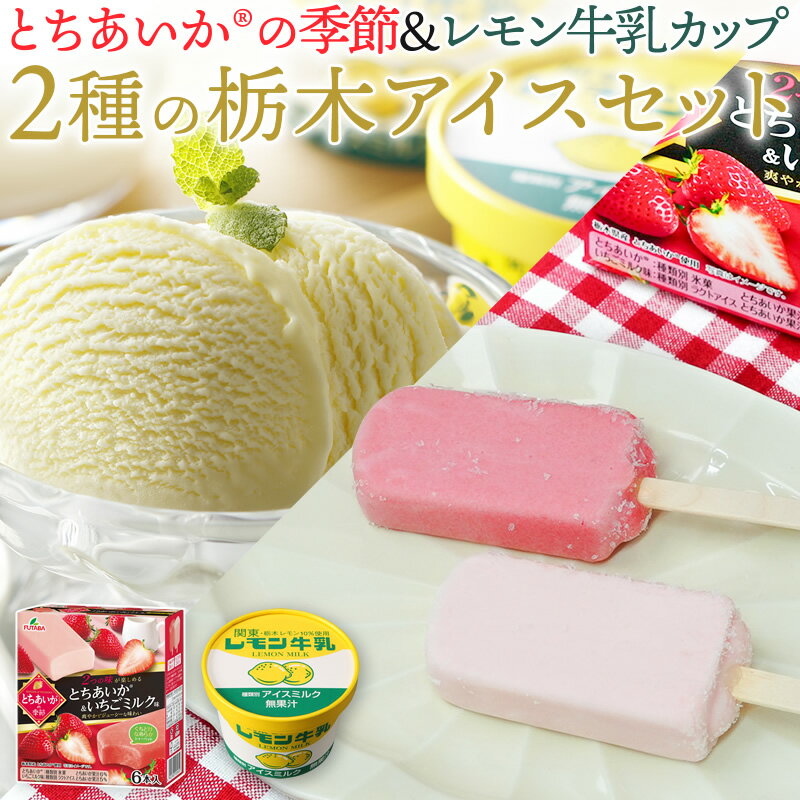 とちあいかの季節＆レモン牛乳カップ　2種の栃木アイスセット　送料無料 アイス カップ かき氷 スイーツ デザート 母の日 2026 父の日 お中元 御中元 夏ギフト イベント 景品 会社 大量 法人 食べ物 プレゼント ギフト お祝い 内祝い お返し お土産 お取り寄せ