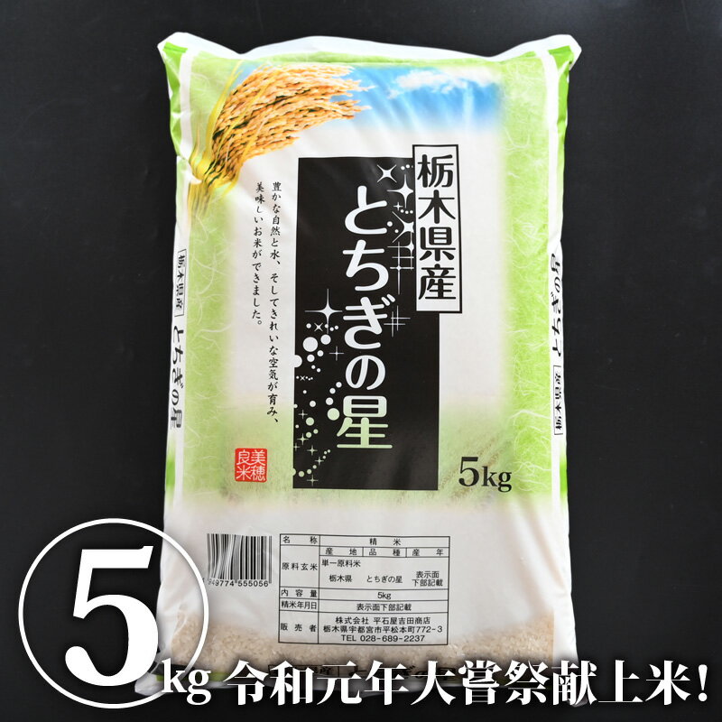 【送料無料】精米（とちぎの星）｜令和3年産 白米 米 お米 5kg 栃木産 とちぎの星 国産 栃木県産【WS】