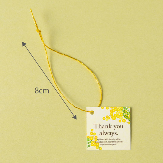 【ネコポスOK】【タッグ-22093-サンキュー】ナチュラルでかわいいミモザのサンキュータグ（10枚入）