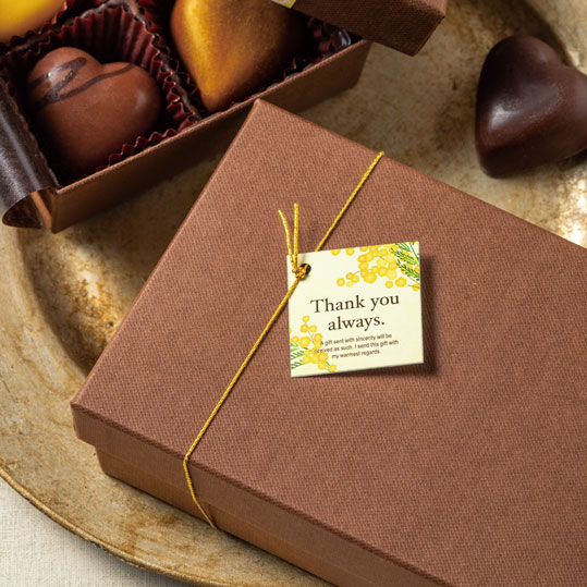 【ネコポスOK】【タッグ-22093-サンキュー】ナチュラルでかわいいミモザのサンキュータグ（10枚入）