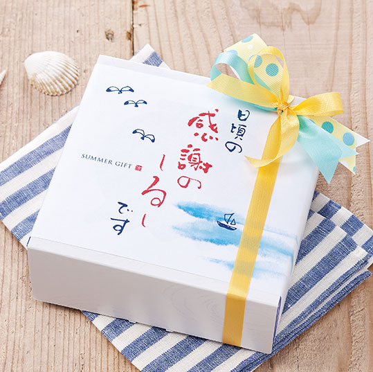 日頃の感謝の、しるしです★青い海と白いカモメが、涼しげな夏の掛紙(10枚入/折ればメール便OK)(100枚入)サマー 贈り物 包材 夏 ギフト お中元 手作り ラッピング 初夏 ひまわり 雑貨 熨斗 可愛い リボンの商品画像 3