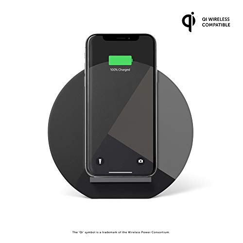 NATIVE UNION DOCK Marquetry Wireless Charger 10W イタリア製ナパレザー 多用途 高速 ワイヤレス充電スタンド Qi認証 - iPhone 11/11 Pro/11 Pro Max対応 (Marquetry Slate)