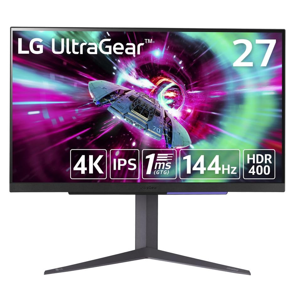 27GR93U-B 27インチ LG UltraGear? 4K(3840 2160)/ゲーミングモニター/アンチグレア/144Hz/IPS 1ms GTG /FreeSync? Premium/HDR10/DisplayPort/HDMI/チルト、高 1