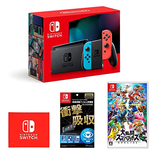 Nintendo Switch 本体 (ニンテンドースイッチ) Joy-Con(L) ネオンブルー/(R) ネオンレッド+ 任天堂ライセンス商品 Nintendo Switch専用液晶保護フィルム 多機能+大乱闘スマッシュブラザーズ SPECIAL -