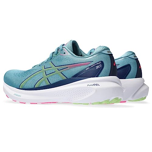 特殊:B0BN9JNNPRコード:4550456739697ブランド:asics(アシックス)規格：1012B503商品カラー: 402(グリスブルー/ライムグリーン)サイズ情報:24.5 cm 2E靴幅: 2E表地: 合成繊維 合成樹脂 人工皮革(合成皮革)非防水ヒールのタイプ: ヒールなし留め具の種類: レースアップアシックスのランニングシューズ幅/ラスト:WIDE発送サイズ: 高さ32.6、幅22.7、奥行き12.2発送重量:680 商品紹介 かかとから中足部にかけての安定性を促す、更なる進化を遂げたGEL-KAYANOシリーズ。軽いランニングからフルマラソンまで、GEL-KAYANO 30は優れた安定性とクッション性を提供するように設計されています。新たな「4Dガイダンスシステム」が、適応性のある安定性を提供。ミッドソールの内側に配置されたこのフォームパーツが、走行時の接地衝撃のたびにアーチの位置を適切な位置へ回復するのを促し、より効率的な走りをサポートします。また、ミッドソールにFF BLAST PLUS ECOクッショニングを搭載。このフォーム材は、約24%がバイオ由来で、環境に配慮しながら、やわらかなクッション性も提供します。PureGELテクノロジーは、かかと部に配置され、従来の可視化したGELテクノロジーよりも約65%やわらかいのが特徴です。さらなる進化を遂げたGEL-KAYANO 30で、長距離のランニング時もスムーズな走りを実現します。 ブランド紹介 アシックスは1949年に故鬼塚喜八郎氏が「スポーツを通じて青少年を健全に育成すること」を願って神戸で創業したブランド。その名前は、紀元6世紀初めのローマの風刺作家ユベナリスの名文句、 Anima Sana In Corpore Sano の頭文字が由来となっています。同社は、日本にスポーツ工学研究所を設立し、世界に通用する機能的で高品質な商品作りを続け、国内外を問わず多くの人 から信頼を得ています。