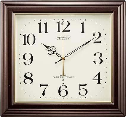 シチズン 掛け時計 電波 アナログ 四角 茶 CITIZEN 「 八坂 」4MY803-006 シチズン 掛け時計 電波 アナログ 四角 茶 CITIZEN 「 八坂 」4MY803-006
