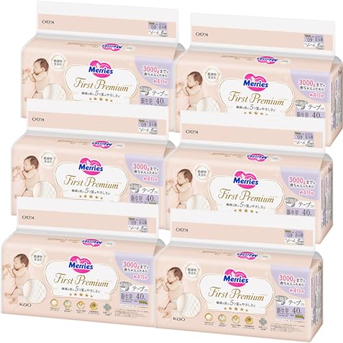 テープ 新生児サイズ メリーズ ファーストプレミアム (お誕生~3000g) 240枚 (40枚 6パック) 【ケース品】【まとめ買い】 2倍やわらかカシミヤタッチ