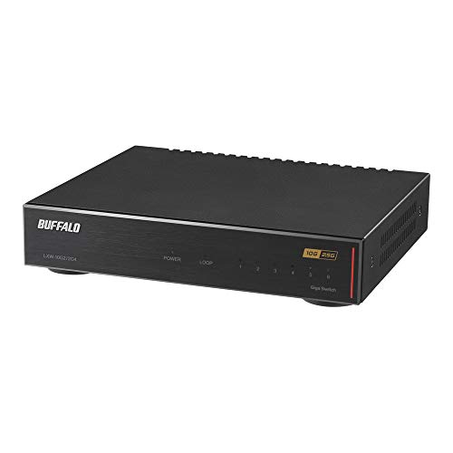 バッファロー BUFFALO 10GbE/2.5GbE対応 金属筐体 AC電源 6ポート ブラック スイッチングハブ LXW-10G2/2G4 バッファロー BUFFALO 10GbE/2.5GbE対応 金属筐体 AC電源 6ポート ブラック スイッチングハブ LXW-10G2/2G4