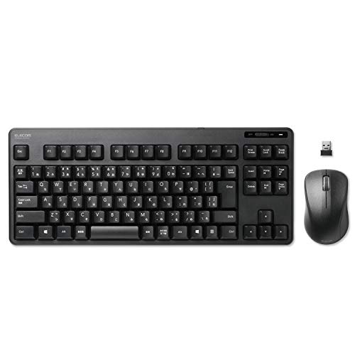 エレコム キーボード マウスセット ワイヤレス (レシーバー付属) メンブレン コンパクトキーボード ブラック TK-FDM105MBK