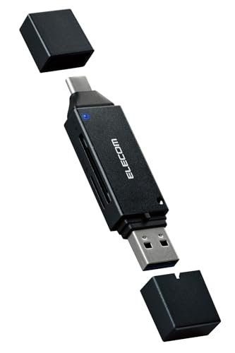 エレコム メモリカードリーダー USB Type-C USB-A両対応 直挿しタイプ SDHC SD microSD USB 5Gbps ブラック MR3C-D207BK/EC