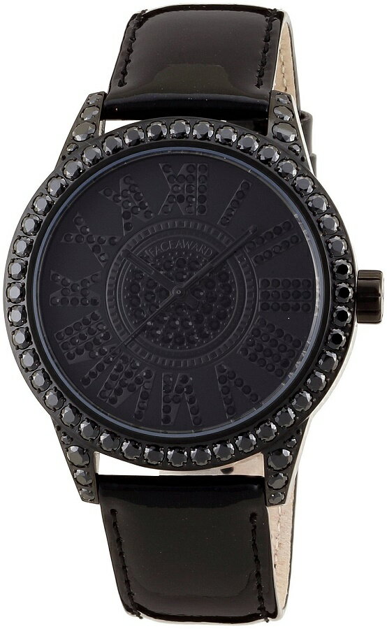 腕時計 メンズ スワロフスキー ジルコニア ブラック 日本製 クォーツ FACEAWARD DIAZ-S