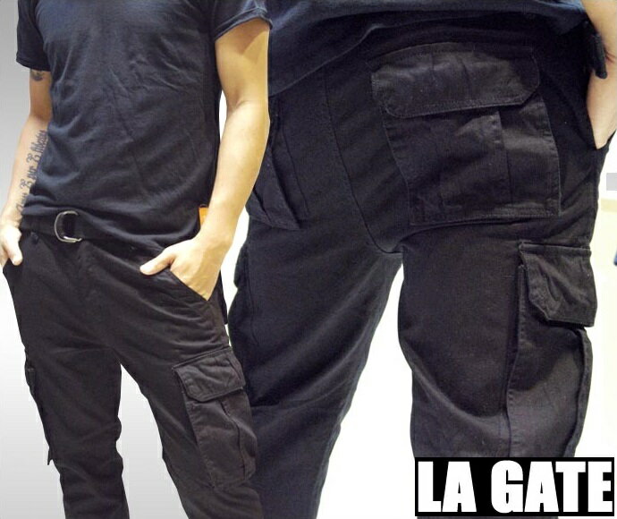 送料無料 LAゲート ミリタリー スリム カーゴパンツ ブラック スキニー チノパン ベルト付き パンツ スキニーパンツ LA GATE JEANS スキニージーンズ インポート ファッション セレブ セレカジ スタイル ヌーディー ストリート カジュアル デニム ジーンズ ブランド