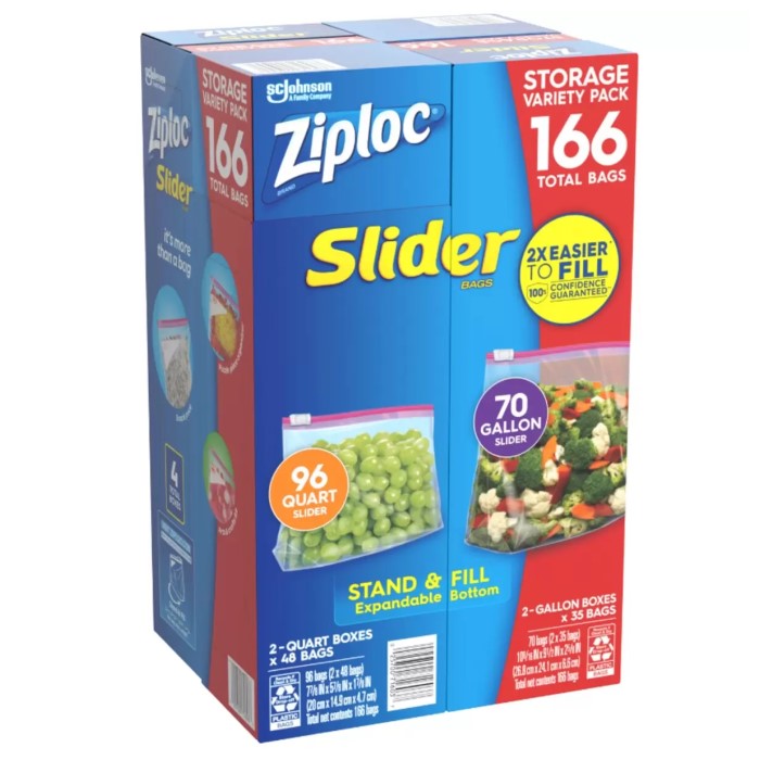 Ziploc ジップロック スライダー バッグ バラエティー パック 保存袋 166袋【送料無料】