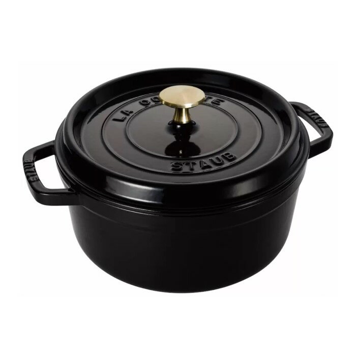 Staub ストウブ ラウンド ココット 22cm ブラック 【送料無料】