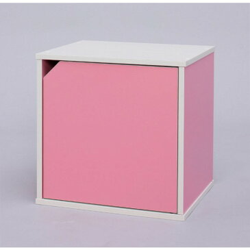 カラーキュビック（ドア付） 【単品販売】ピンク／オフホワイト