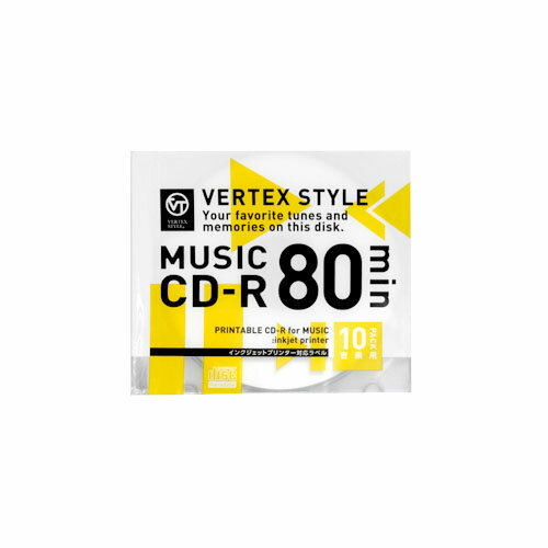 VERTEX CD-R(Audio) 80分 10P インクジェットプリンタ対応(ホワイト) 10CDRA.80VX.WP | プリンター PC ..