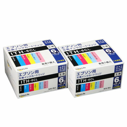 ワールドビジネスサプライ Luna Life エプソン用 ITH-6CL 互換インクカートリッジ 6本セット×2個パック..