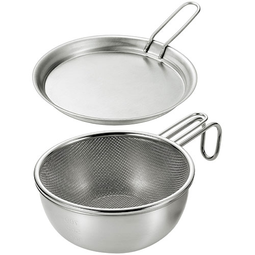 よこやま 燕熟の技 シェラカップ・ボウル15cm 手付きザル・蓋トレー付き EJSB-500 関連：(アイディア ..