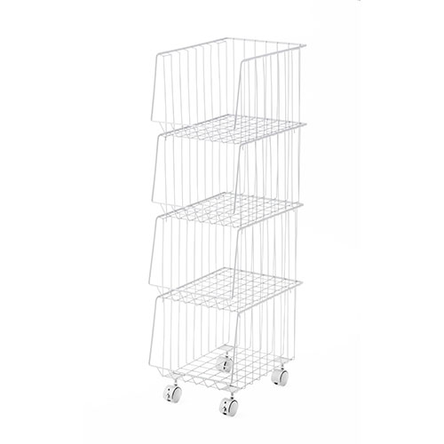 東谷 スタッキングワゴン4D ホワイト AKB-439WH 関連：(アイディア 時短 グッズ 商品 生活 暮らし 便利..