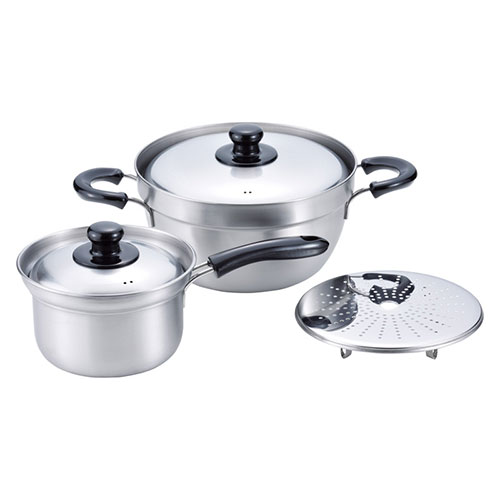 燕三 IH対応ふきこぼれにくい片手鍋16cm&両手鍋23cm(目皿付) 22402003 | 急須 皿 茶碗 コップ スプーン..