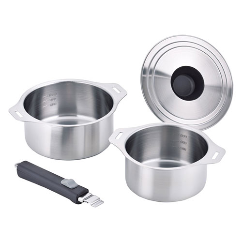 燕三 IH対応着脱式鍋14・16cmセット 22402407 | IH対応 調理 料理 関連単語 鍋 土鍋 ステンレス セット..