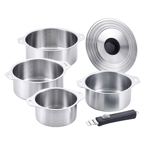 燕三 IH対応着脱式鍋4点セット 22402409 | IH対応 調理 料理 関連単語 鍋 土鍋 ステンレス セット 魚焼..