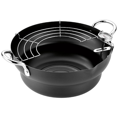 よこやま 燕熟の技 共柄天ぷら鍋24cm 温度計付き EJTP-402 関連：(アイディア 時短 グッズ 商品 生活 ..