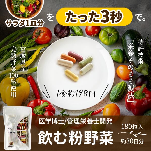 【本日23:59まで!500円オフクーポンあり！】飲む粉野菜 サプリ 野菜そのまま 農薬不使用 30 ...