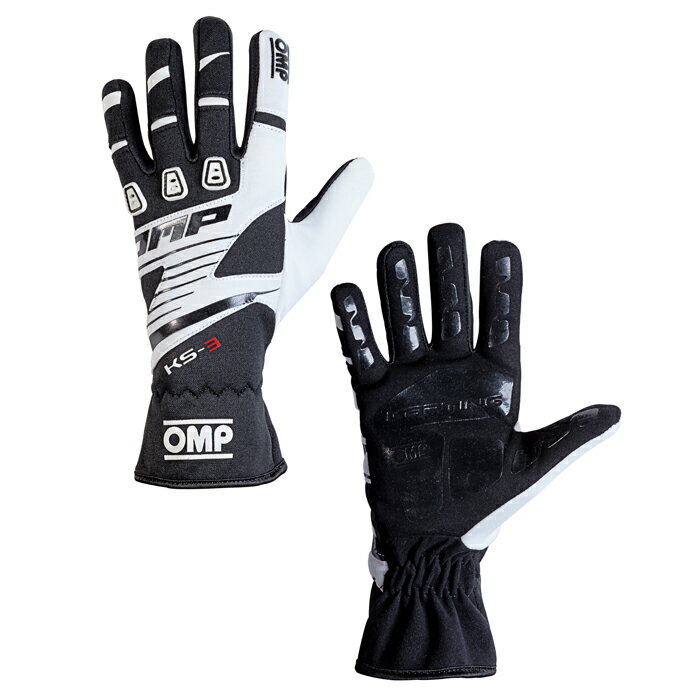 OMP KS-3 GLOVE ブラック×ホワイト レーシンググローブ レーシングカート・走行会用 (KK02743E076)