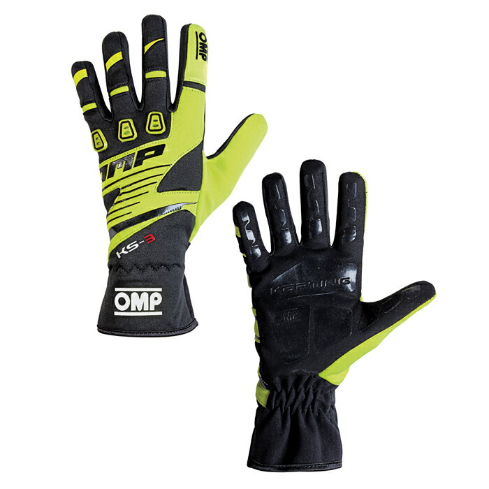 OMP KS-3 GLOVE イエロー×ブラック レーシンググローブ レーシングカート・走行会用 (KK02743E059)