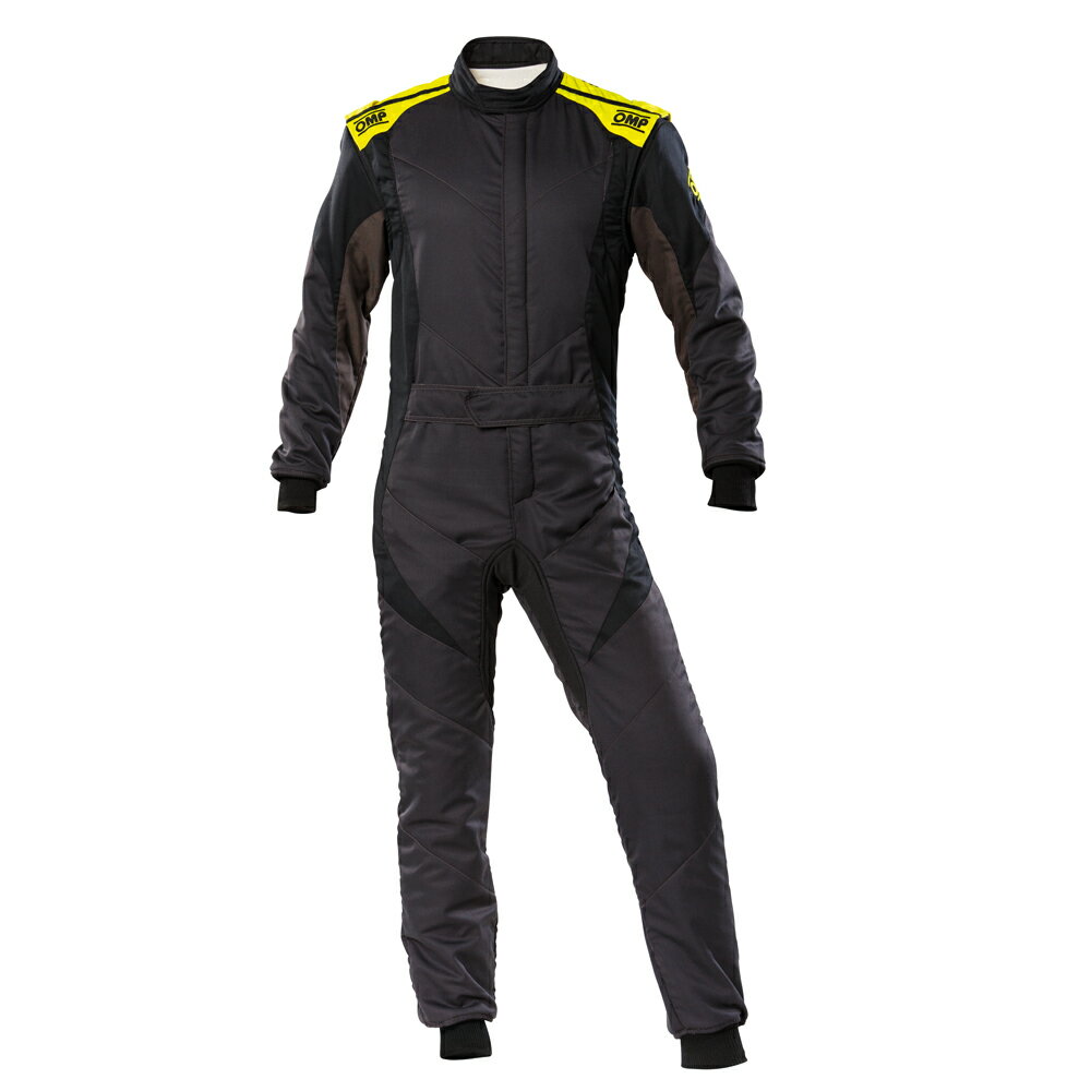 OMP FIRST-EVO SUIT MY2020 アンスラサイト×蛍光イエロー(184) レーシングスーツ FIA8856-2018公認 Anthracite×Black×Fluo yellow