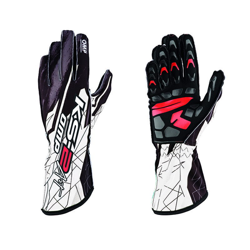 OMP KS-2 Art GLOVE MY2020 ブラック×ホワイト (BLACK/WHITE) レーシンググローブ レーシングカート・走行会用