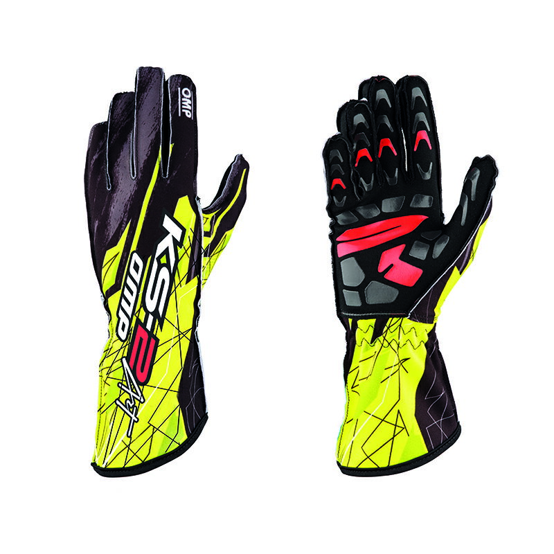 OMP KS-2 Art GLOVE MY2020 ブラック×イエロー (BLACK/YELLOW) レーシンググローブ レーシングカート・走行会用