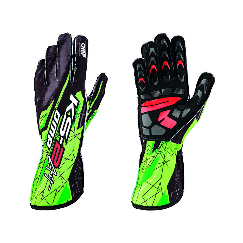 OMP KS-2 Art GLOVE MY2020 ブラック×グリーン (BLACK/GREEN) レーシンググローブ レーシングカート・走行会用