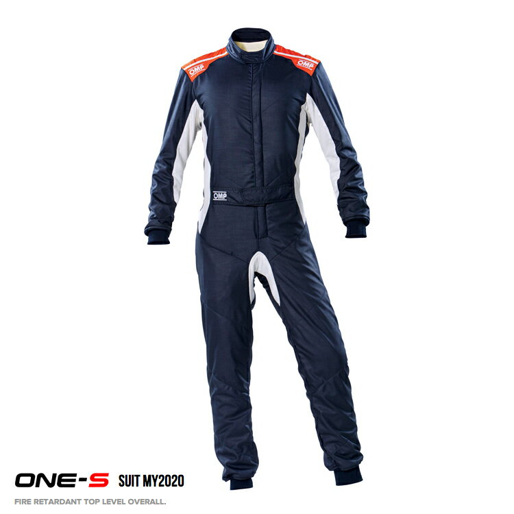 OMP ONE-S SUIT MY2020 ネイビーブルー×オレンジ(249) レーシングスーツ FIA8856-2000公認 Navy blue×fluo orange (IA0-1860-A01-249)