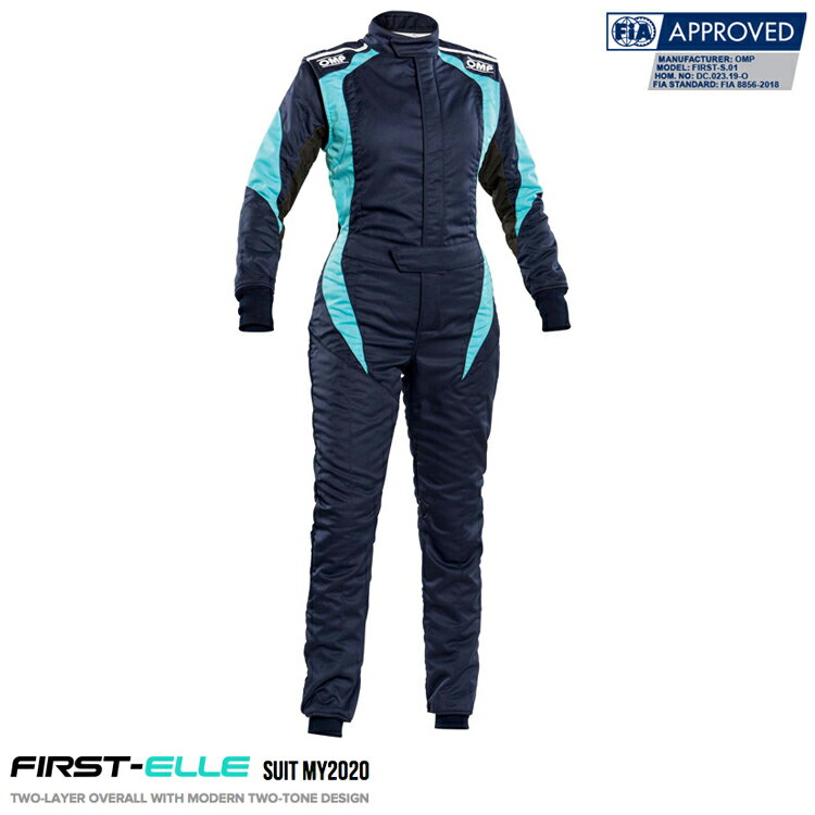 OMP FIRST ELLE SUIT MY2020 ネイビー レーシングスーツ FIA8856-2018公認 NavyBlue×TIFFANY レディース ウーマン