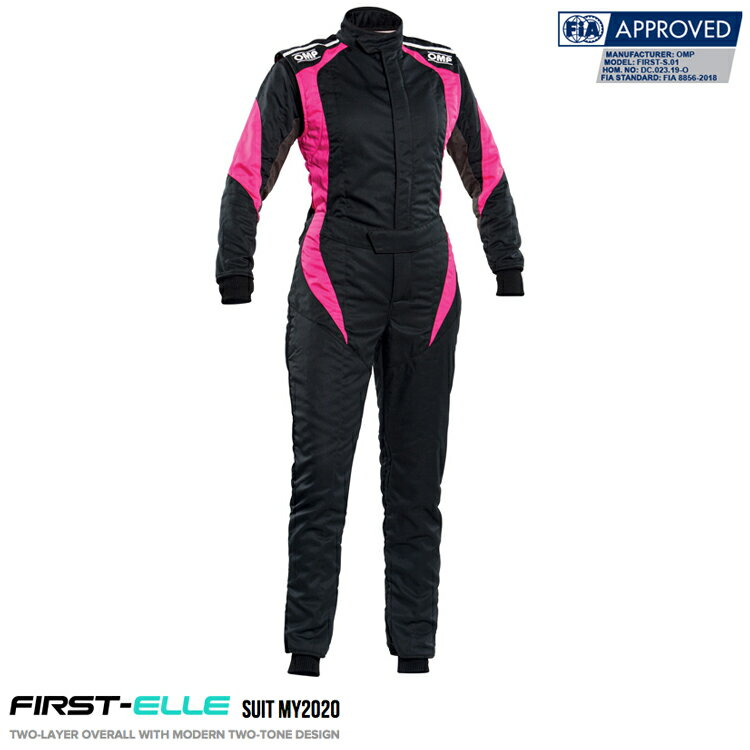 OMP FIRST ELLE SUIT MY2020 ブラック×フクシャ レーシングスーツ FIA8856-2018公認 BLACK×FUCHSIA レディース ウーマン