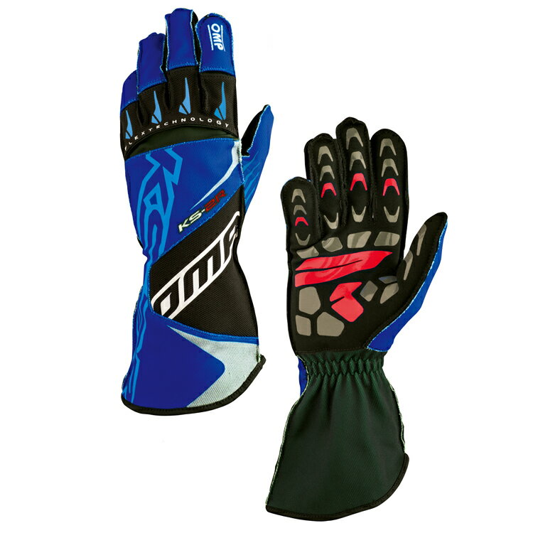 OMP KS-2R GLOVE MY2022 ネイビーブルー×シアン レーシンググローブ レーシングカート・走行会用 (KK02749242)