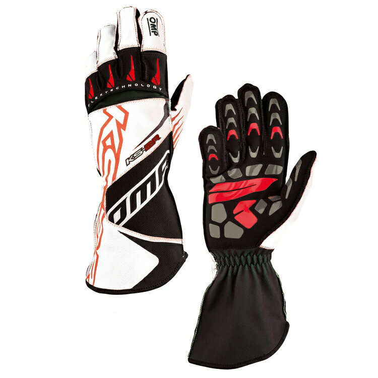 OMP KS-2R GLOVE MY2022 ホワイト×レッド レーシンググローブ レーシングカート・走行会用 (KK02749120)