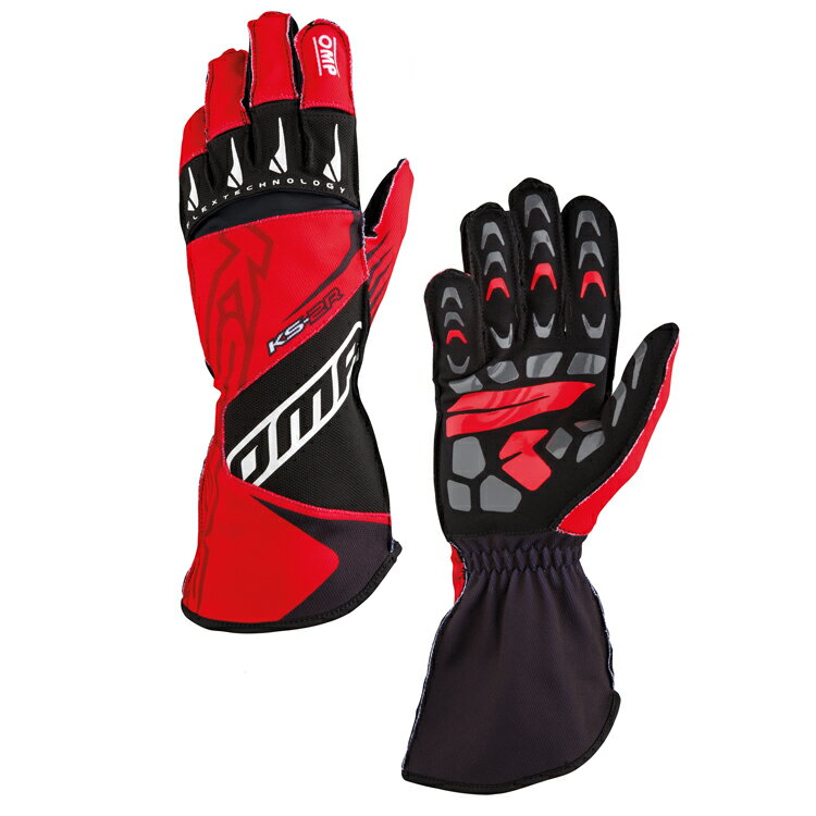 OMP KS-2R GLOVE MY2022 レッド×ブラック レーシンググローブ レーシングカート・走行会用 (KK02749060)