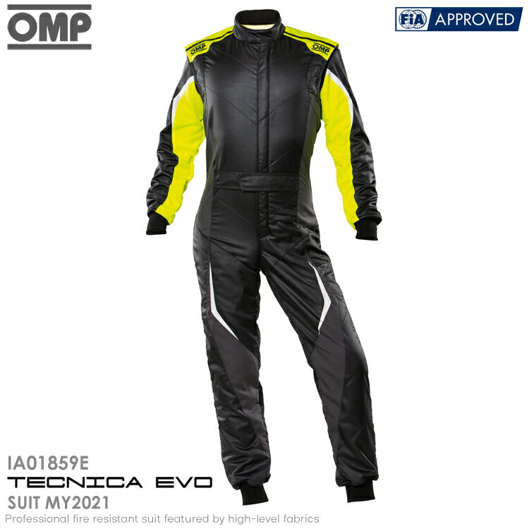 OMP TECNICA EVO SUIT MY2021 ブラック×アンスラサイト×イエロー (178) レーシングスーツ FIA8856-2018公認モデル AUTO RACING SUIT (I..